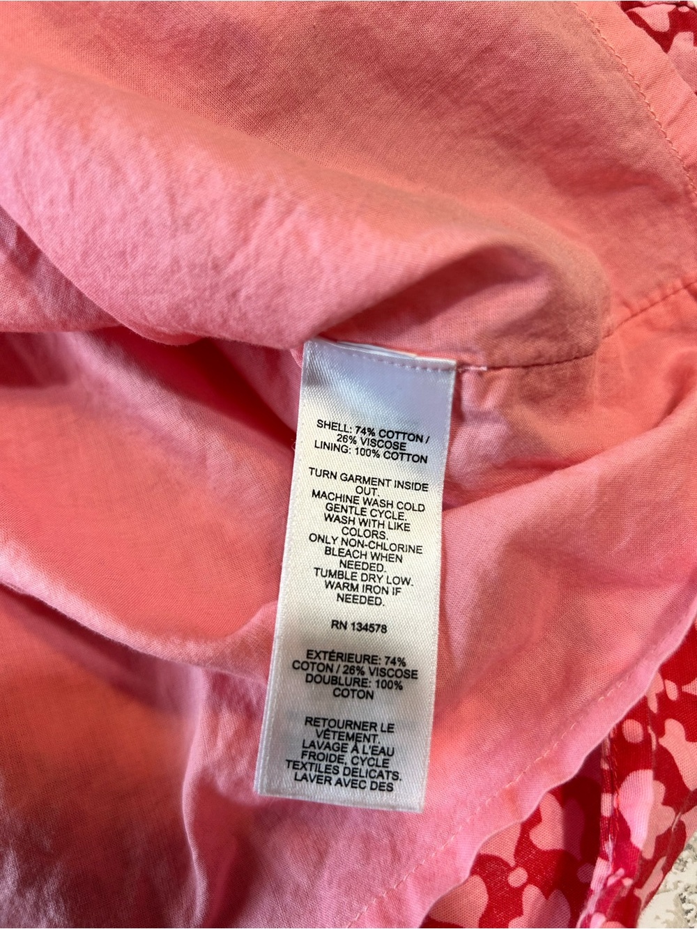 Vineyard Vines Pink & Red Geometric V-Neck Dress Size Small Preppy Vacation - Picture 9 of 10